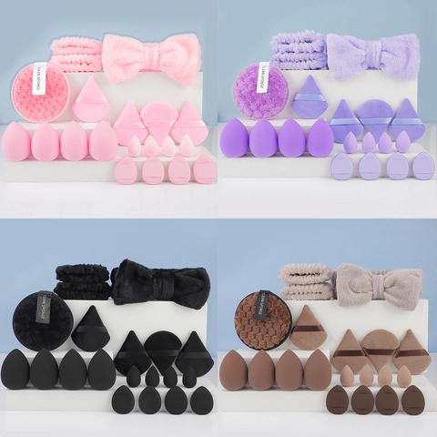 Makeup Sponges Powder Puffs Bow Headband Wristbands Non Latex Hydrophilic Beauty Eggs Travel Face Washing Tool