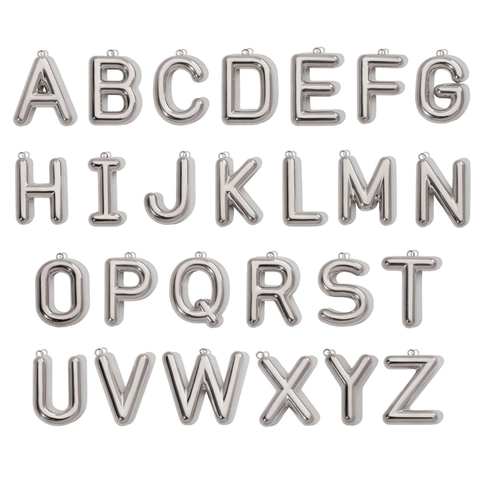 Stainless Steel 3D Balloon Letter Pendant Mirror Polished A-Z Alphabet Charms For DIY Jewelry Making Necklaces