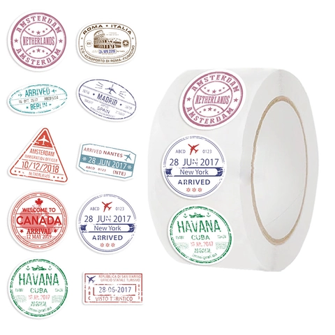 Vintage Travel Stamp Stickers Washi Paper Passport Seals Decorative Postmark Label Scrapbooking Envelope Gift Decoration