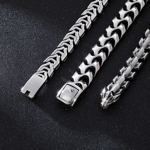 Pulsera De Cadena De Hueso De Dragón Para Hombre Acero Inoxidable 316L Estilo Punk Gótico Joyería