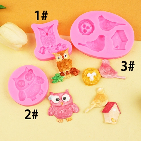 Molde De Silicona De Nido De Pájaro Búho Formas De Animales Dibujos Animados Para Decoración De Pasteles Chocolate Fondant Jabón DIY