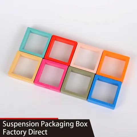 3D Floating Jewelry Display Case Suspension Frame Holder Transparent PE Membrane Dustproof For Coin Specimen Showcase