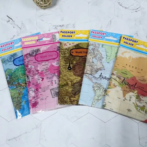 Porta Passaporto Stampa Mappa Del Mondo PVC Impermeabile Custodia Protettiva Documenti Viaggio Vintage
