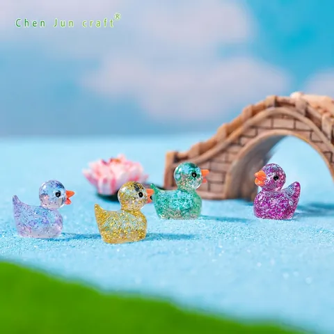 Miniatur Entenfiguren Glitzer Harz Kleines Tier Mikrolandschaft Schreibtisch Ornamente Bastelzubehör DIY Dekoration