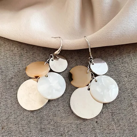 Geometric Layered Round Dangle Earrings For Women Acrylic Resin Alloy Circular Drop Vacation Beach Style Accessory