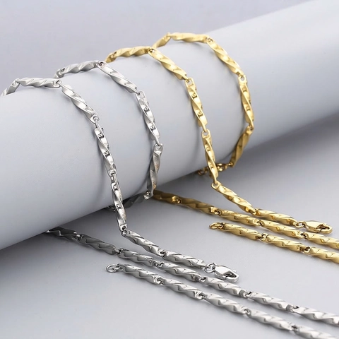 Collar Pulsera De Cadena Retorcida Mobius De Acero Inoxidable Joyería Minimalista Para Hombre Mujer