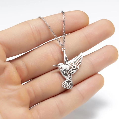 Collana Con Ciondolo A Forma Di Colibrì Cavo In Acciaio Inossidabile Gioielli Animali Per Donna