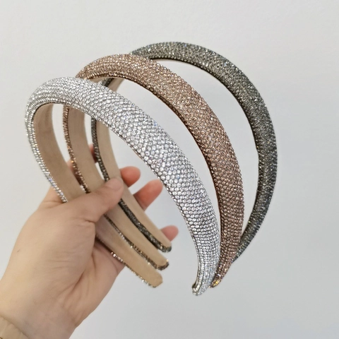 Rhinestone Full Encrusted Thickened Headband Wide Sparkling Hairband Elegant Fashion Headpiece For Women