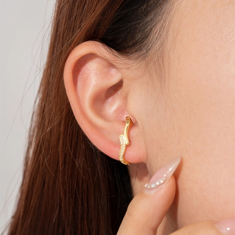 Gebogene Wellen Ohrstecker Mit Mikro Zirkon Und 925er Sterlingsilber Ohrstecker Minimalistische Mode Für Frauen