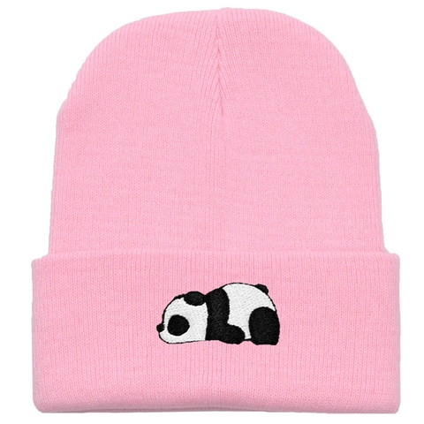 Süße Panda Stickerei Strickmütze Für Damen Herren Winter Warm Weich Polyacryl Slouchy Ski Skull Cap Mode Accessoire Täglich