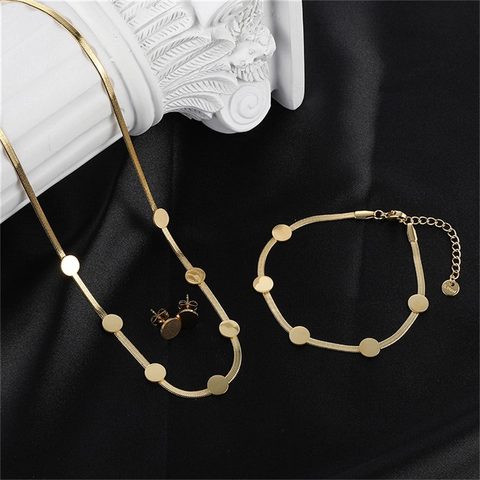 Stainless Steel Jewelry Set For Women Gold Plated Snake Bone Chain Butterfly Heart Star Infinity Necklace Bracelet Earrings