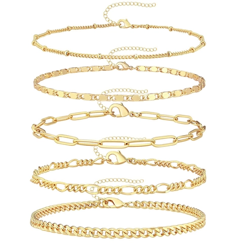 18K Vergulde Koperen Ketting Armbanden Voor Vrouwen Minimalistische Schakelketting Slang Figaro Paperclip Link Mode Sieraden