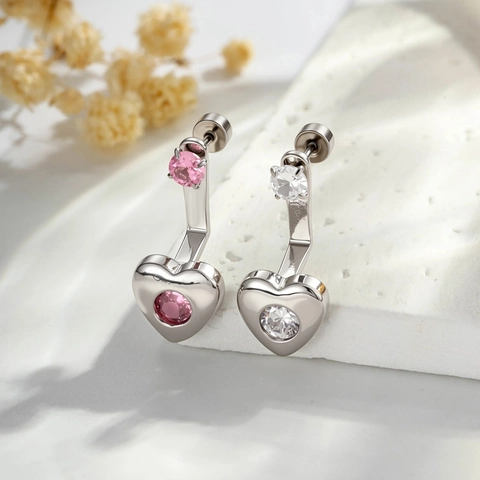 Titanium Stahl Zirkonia Herz Knorpel Ohrstecker Schraubverschluss Körper Piercing Schmuck Minimalistischer Luxusstil