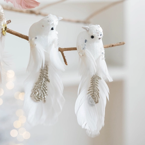 Decoración de Árbol de Navidad Pájaros de Espuma de Plumas Con Brillo Lentejuelas para Fiesta de Navidad Decoración de Hogar Festiva