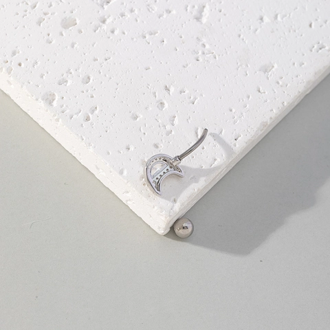 Stainless Steel Zirconia Crescent Moon Belly Button Ring Sexy Body Piercing Jewelry For Women Fashion Navel Nail Accessory