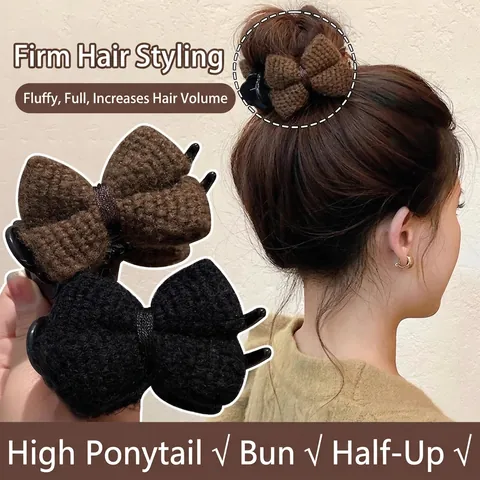 Gebreide Strik Haarklauwclips Winter Wollen Bloem Beer Haarspelden Voor Dames Meisjes Styling Knot Haarklem