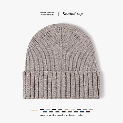 Gorro De Punto Acanalado Hilo De Núcleo Grueso Cálido Invierno Exterior Gorro Con Dobladillo Color Sólido Unisex