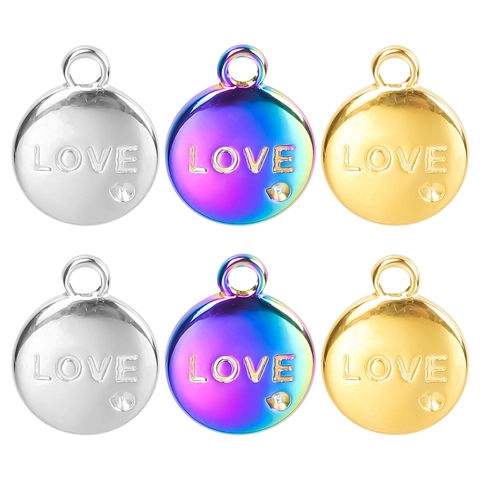 Collana Con Pendente Love In Acciaio Inossidabile Tondo Geometrico Placcato Oro Sottovuoto Gioielli Eleganti Minimalisti