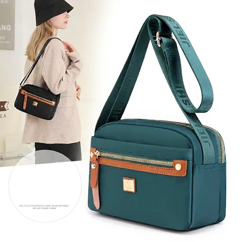 Damen Umhängetasche Nylon Wasserdicht Mehrere Taschen Große Kapazität Mode Schultertasche Lässig Reisen Leicht Einfarbig