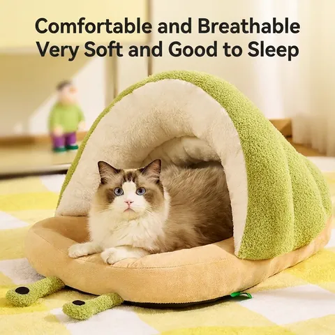 Cama Mascotas Forma Caracol Semicerrada Felpa Cálida Para Gatos Y Perros Pequeños Nido De Invierno Suave Cortavientos