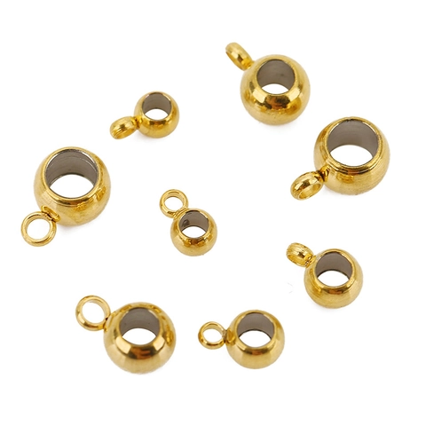 Stainless Steel Welded Loop Beads Single Hole Gold Plated Pendant Connectors For DIY Bracelet Jewelry Making Findings