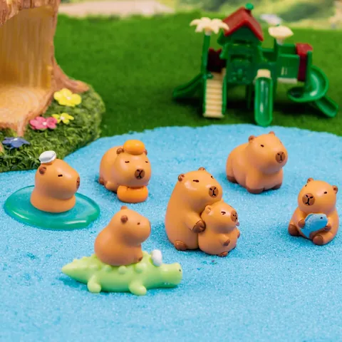 Cute Capybara Resin Miniature Figurine Desktop Decoration Cartoon Animal Sculpture Micro Landscape Ornament DIY Accessory