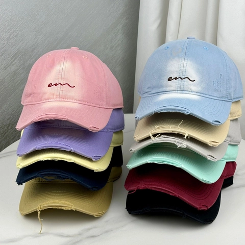 Cappellino Da Baseball In Cotone Ricamato Lettera Lavato Stile Retrò Visiera Curva Berretto Protezione Solare Regolabile