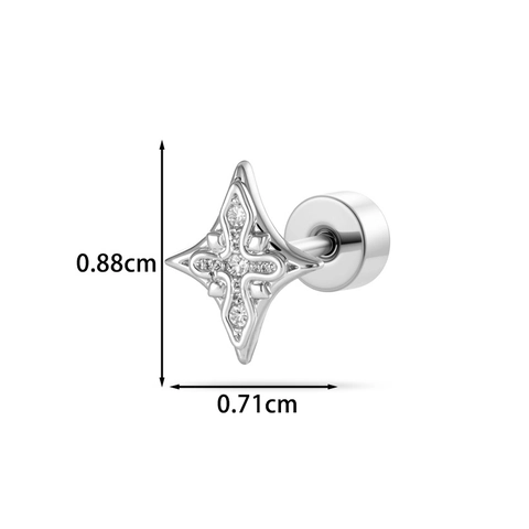 Rhombus Ster Kraakbeen Stud Zirkoon Ingelegd Roestvrij Staal Schroefsluiting Piercing Sieraden Minimalistische Geometrische Oorbel