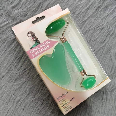 Facial Roller And Gua Sha Rose Quartz Jade Stone Massage Tools For Skin Care Anti Aging Face Neck Beauty