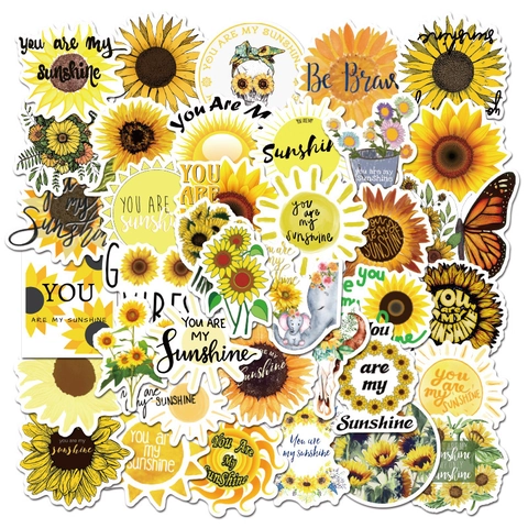 Wasserfeste Aufkleber Sonnenblume Biene Schmetterling Sukkulenten Pflanzen Für Laptop Skateboard Koffer PVC Dekore