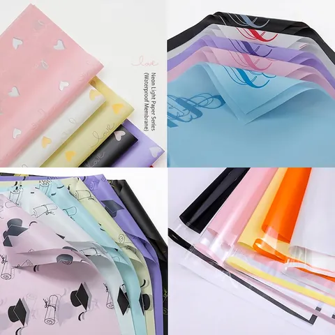 Waterproof Flower Wrapping Paper BOPP Plastic Film Marble English Newspaper Print Floral Bouquet Gift Packaging Decor