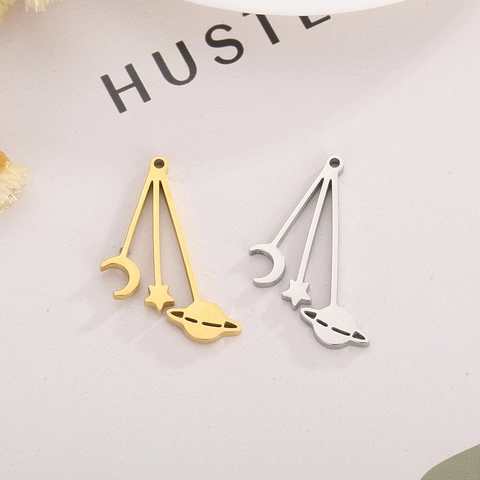 Colgante Celestial De Acero Inoxidable Diseño Luna Estrella Planeta DIY Accesorio De Joyería Para Collares Pulseras Pulido