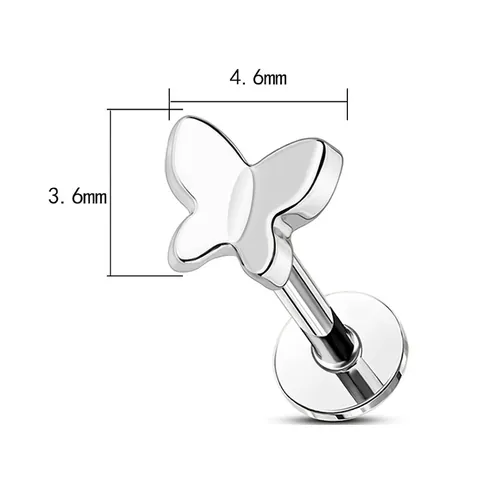 G23 Titanio ASTM F136 Farfalla Labret Borchia Anello Labbro Cartilagine Piercing Gioielli Oro Argento Piercing Lucidato