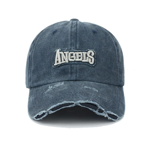 Casquette De Baseball En Coton Lavé Vieilli Broderie Lettre 3D Style Américain Rétro Bord Déchiré Chapeau Pare-Soleil