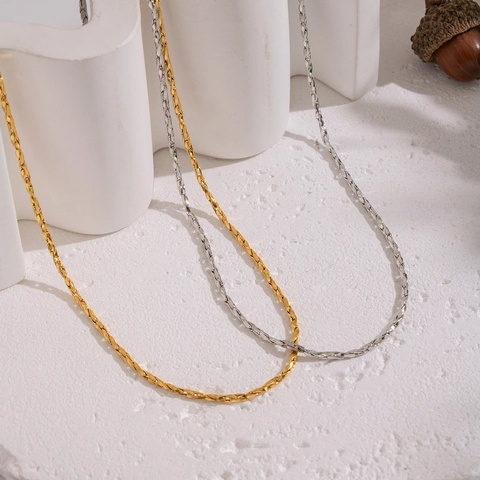 Collana A Catena Geometrica Minimalista Placcata Oro 18K Acciaio Inossidabile 304 Impermeabile Ipoallergenico Gioielli Da Donna