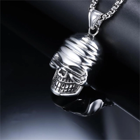 Collana Con Pendente A Teschio Acciaio Inossidabile Punk Gothic Rock Stile Vintage Gioielli Per Uomo