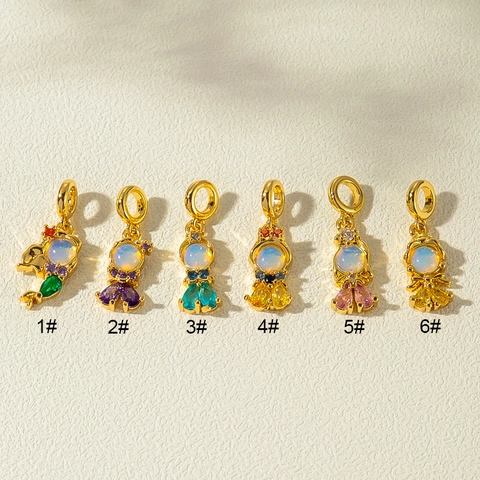 Breloques En Cuivre Avec Zircon Coloré Et Opale Synthétique Pour La Fabrication De Bijoux Accessoires DIY Petits Pendentifs Femmes Filles