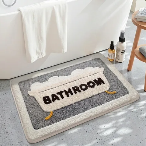 Tappetino Da Bagno Assorbente Antiscivolo TPR Poliestere Floccato Peluche Tappeto Bagno Arcobaleno Geometrico Lavabile