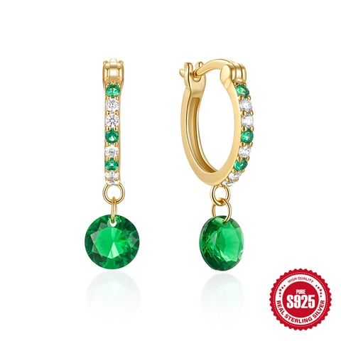925 Sterlingsilber Grüne Edelstein Ohrringe Mit Zirkonia Eingelegt Rund Smaragd Anhänger Gold Weißgold Damen Schmuck