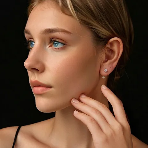 Boucles d'Oreilles Clous en Argent Sterling 925 Moissanite et Perle Artificielle Élégantes Boucles d'Oreilles Femme