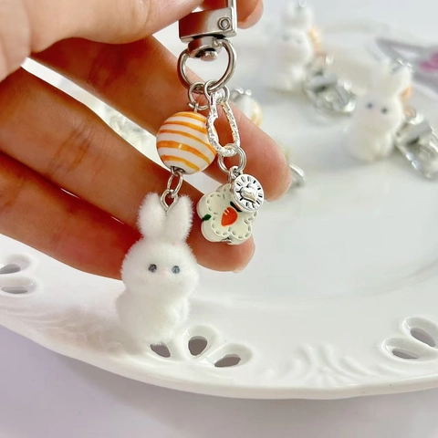 Portachiavi Coniglietto Di Peluche Ciondolo Borsa Animale Cartone Animato Con Pendente Orologio Cuore E Fiore Regalo