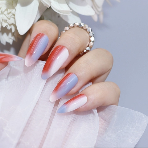 Almond Shape Press On Nails Gradient Glossy Full Cover Künstliche Fingernägel DIY Maniküre Für Damen