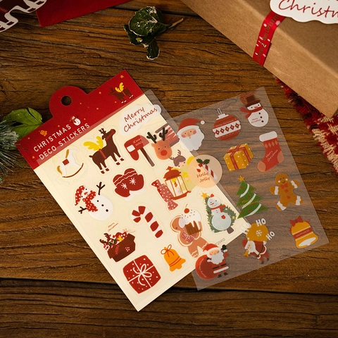 Adesivi E Cartoline Decorativi Di Natale Carta PVC Impermeabile Babbo Natale Renna Pupazzo Di Neve Cartone Animato Regalo DIY