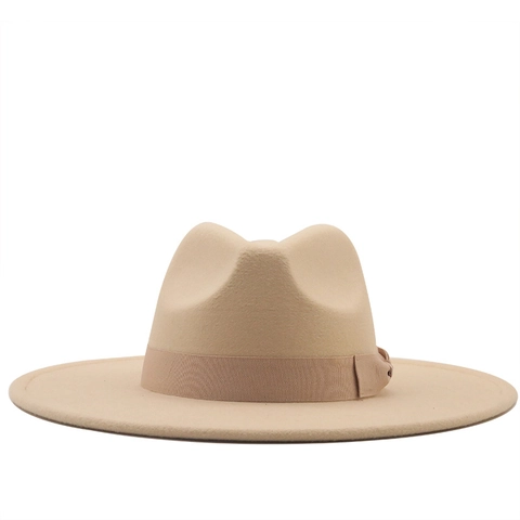Classic Fedora Hat Wide Brim Woolen Felt Jazz Cap With Ribbon Bow Vintage Style For Men Women Solid Color