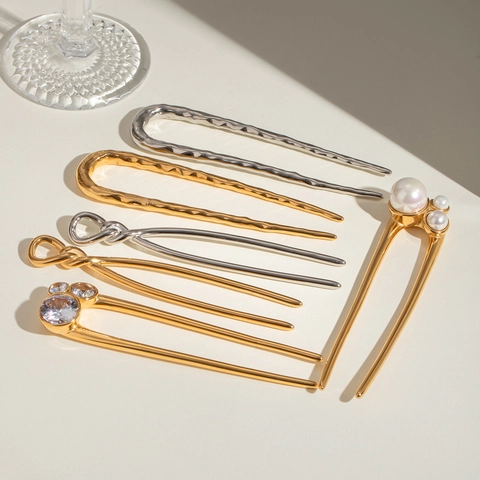 Μινιμαλιστικό Knot Hair Stick Από Ανοξείδωτο Ατσάλι 18Κ Επιχρυσωμένο Γεωμετρικό Τσιμπιδάκι Αδιάβροχο Υποαλλεργικό Μαλλιών