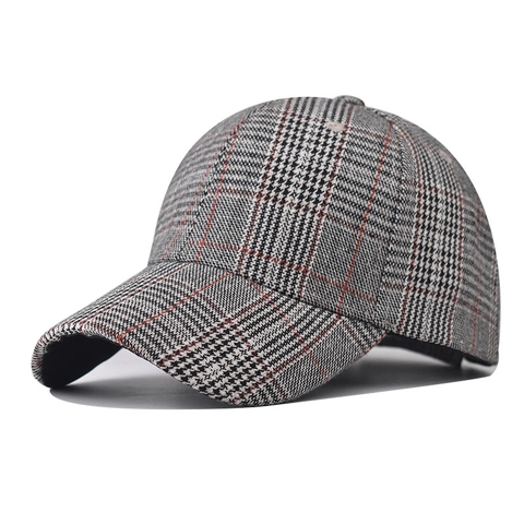 Cappellino Da Baseball Vintage A Quadri Cotone Regolabile Glen Check Visiera Curva Cappello Sport All Aperto Unisex