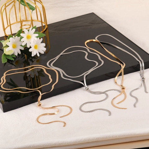 Verstelbare Legering Slangenketting Halsketting Voor Vrouwen Minimalistisch Y-Vormig Lariat Lange Ketting Vergulde Mode Sieraden Cadeau