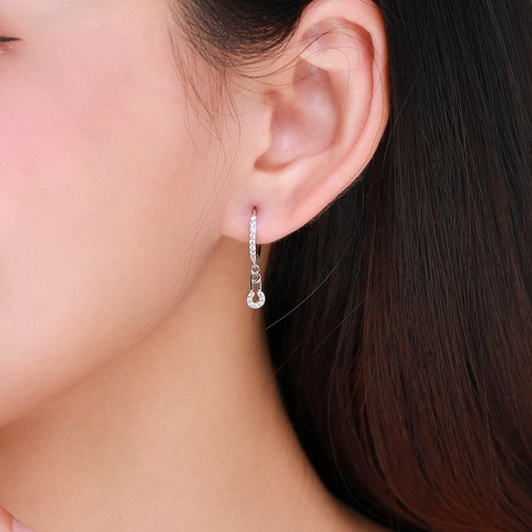Orecchini A Cerchio Con Spilla In Argento 925 E Zirconi Gioielli Alla Moda Per Donna