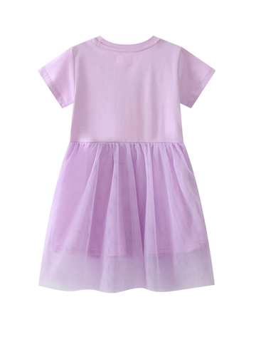 Abito Maniche Corte Bambina Cotone Gonna Maglia Ricamo Unicorno Tutu Principessa Vestiti Estivi Festa