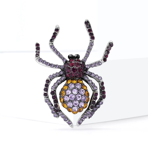 Spilla a Forma di Ragno in Lega con Strass Vintage per Halloween Gotico Moda Cristallo Insetto Spille Gioielli per Uomo Donna Vestito Cappotto Regalo